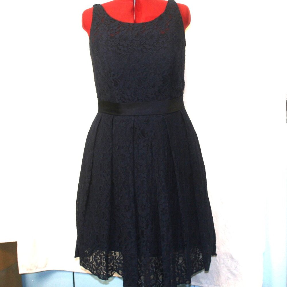 Navy Blue Lace Dress with Open Back